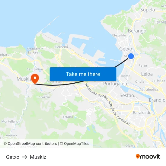 Getxo to Muskiz map