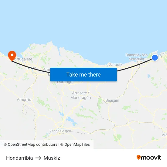 Hondarribia to Muskiz map