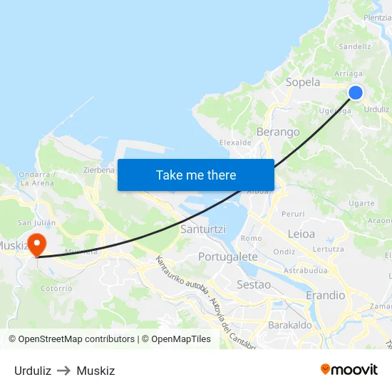 Urduliz to Muskiz map