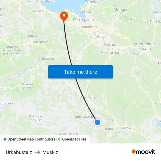 Urkabustaiz to Muskiz map