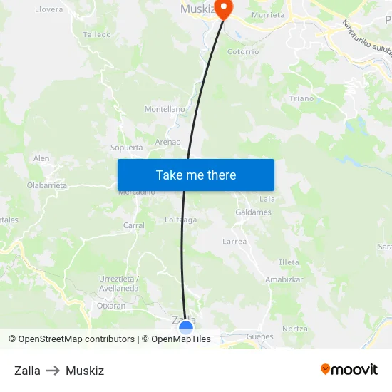 Zalla to Muskiz map