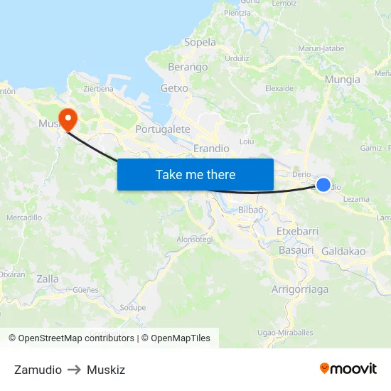 Zamudio to Muskiz map