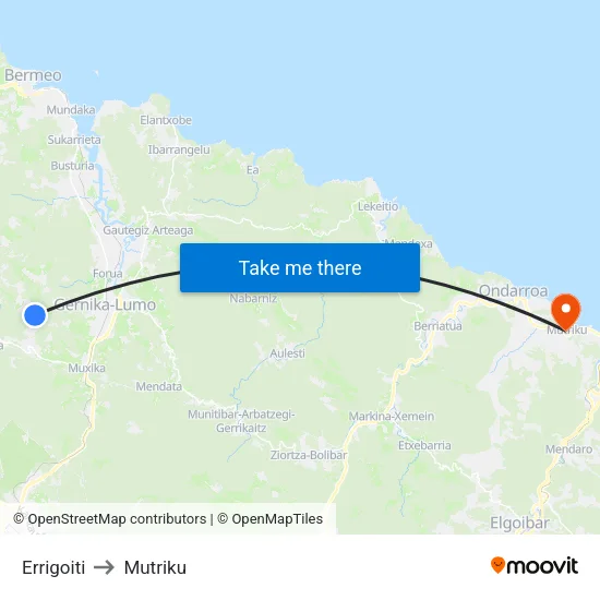 Errigoiti to Mutriku map