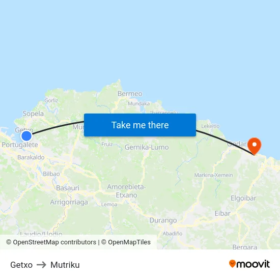 Getxo to Mutriku map