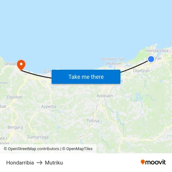 Hondarribia to Mutriku map