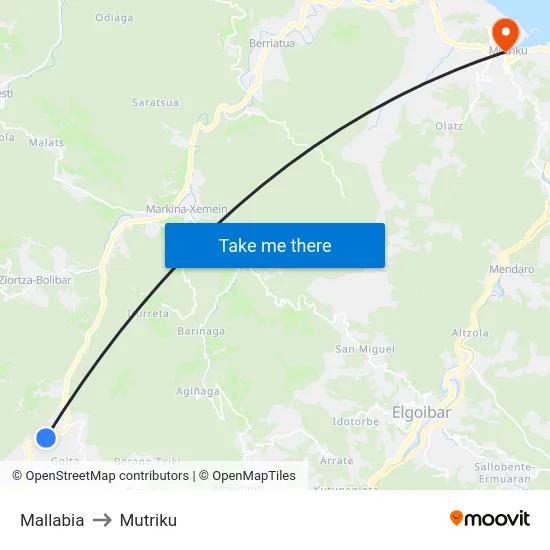 Mallabia to Mutriku map