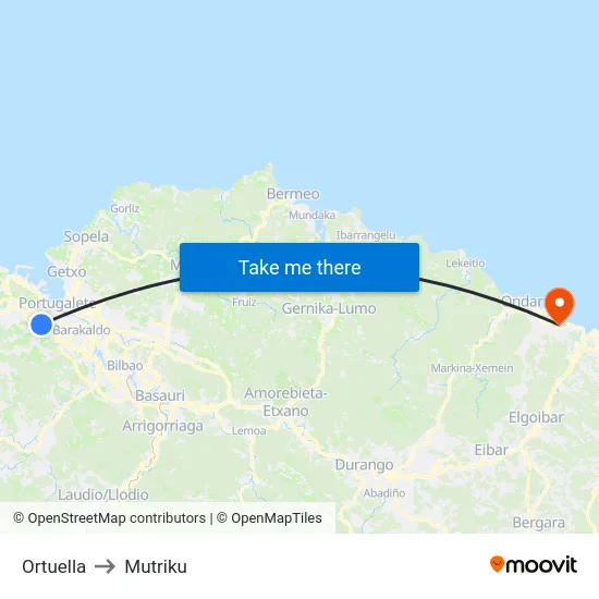 Ortuella to Mutriku map