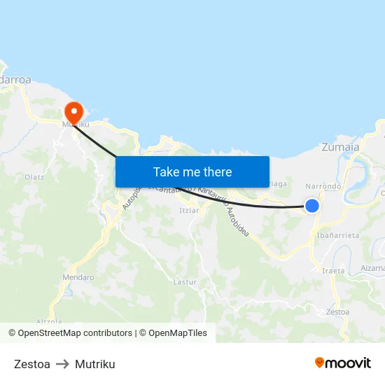 Zestoa to Mutriku map