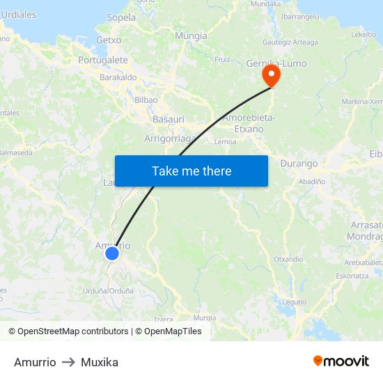 Amurrio to Muxika map