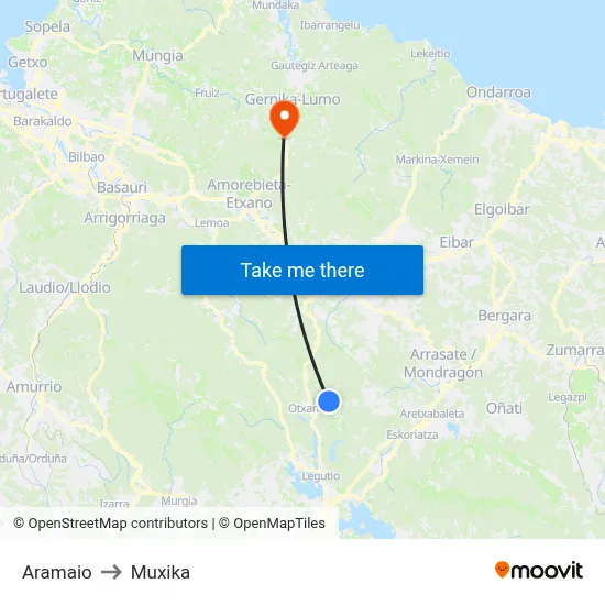 Aramaio to Muxika map