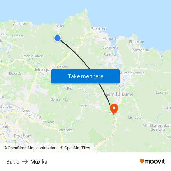 Bakio to Muxika map