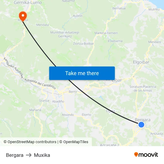 Bergara to Muxika map
