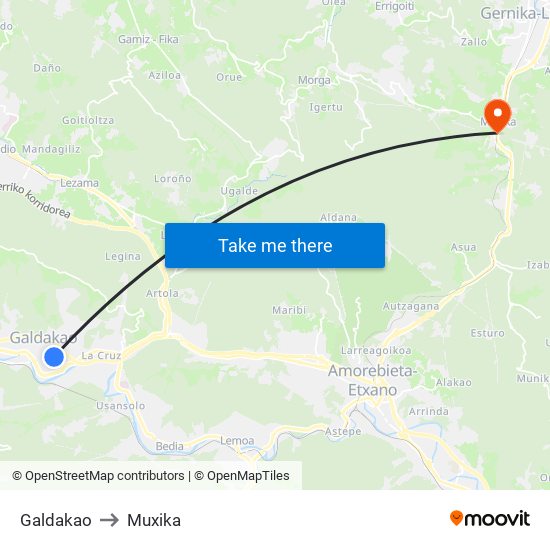 Galdakao to Muxika map