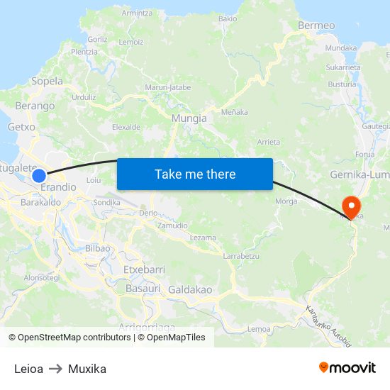 Leioa to Muxika map