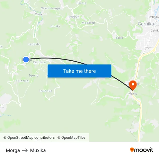 Morga to Muxika map