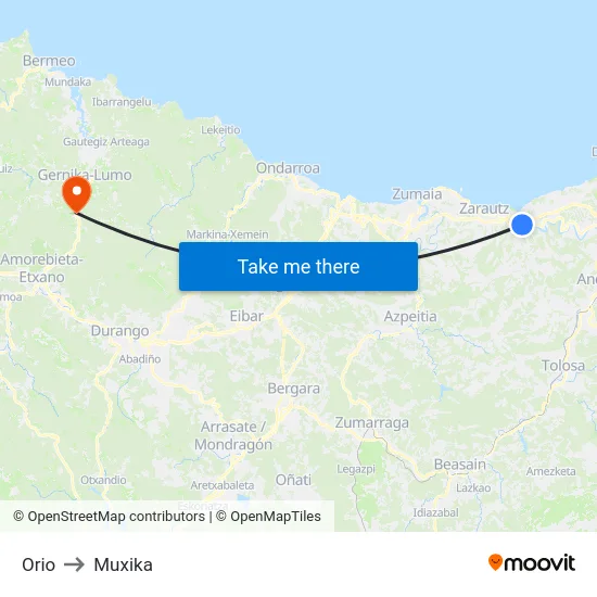 Orio to Muxika map
