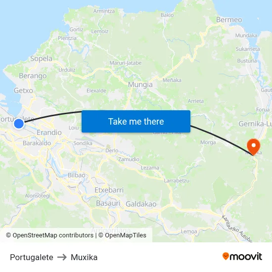 Portugalete to Muxika map
