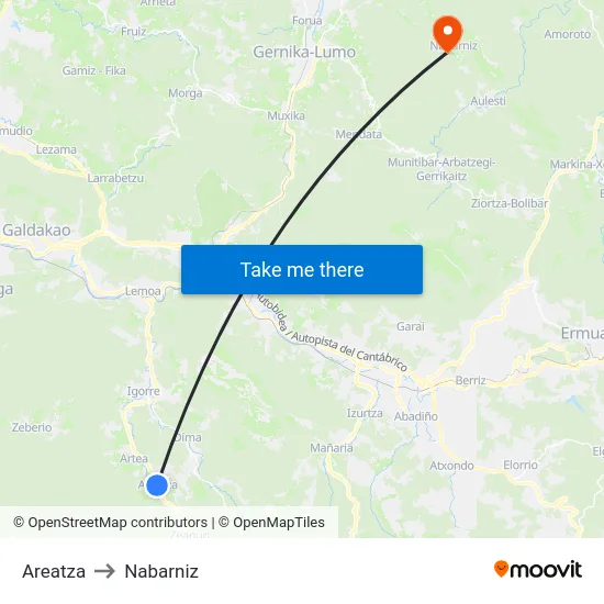 Areatza to Nabarniz map