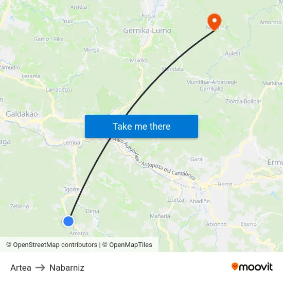 Artea to Nabarniz map