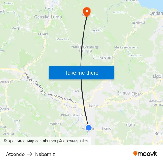 Atxondo to Nabarniz map