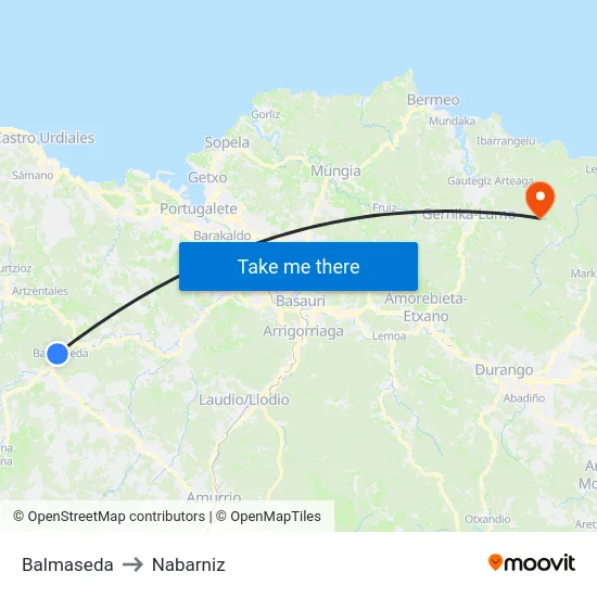 Balmaseda to Nabarniz map