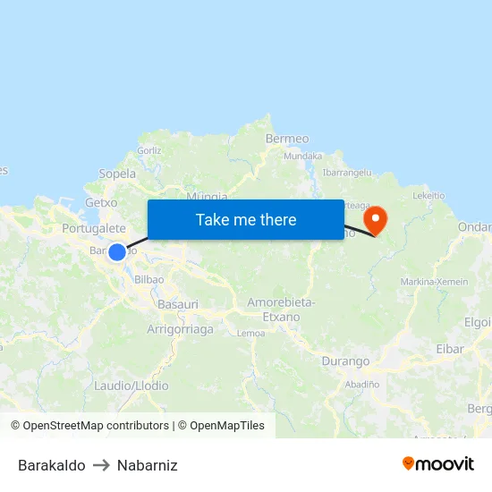 Barakaldo to Nabarniz map