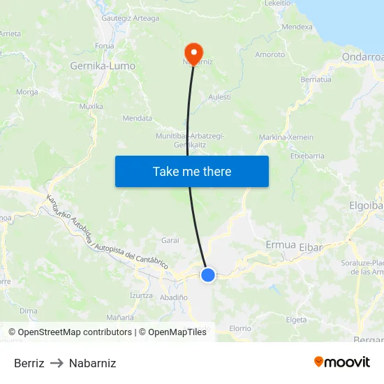 Berriz to Nabarniz map