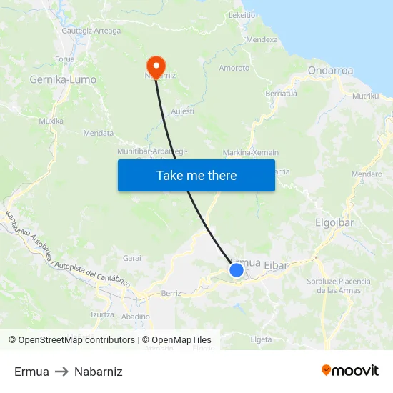 Ermua to Nabarniz map