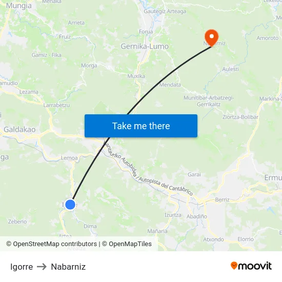 Igorre to Nabarniz map