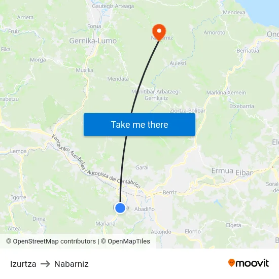 Izurtza to Nabarniz map