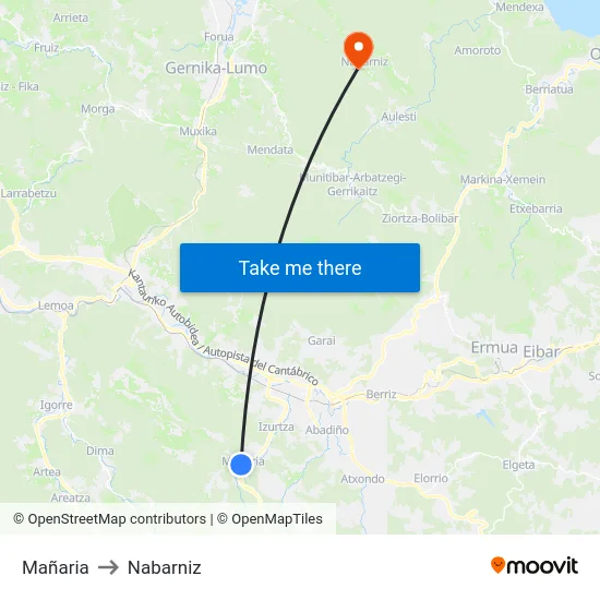 Mañaria to Nabarniz map