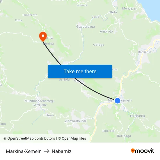 Markina-Xemein to Nabarniz map