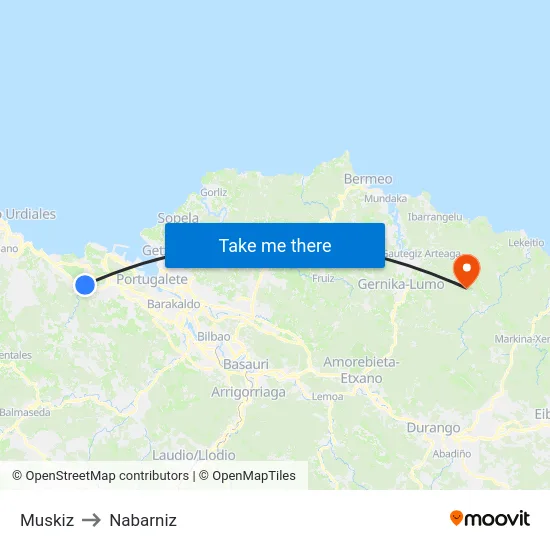 Muskiz to Nabarniz map