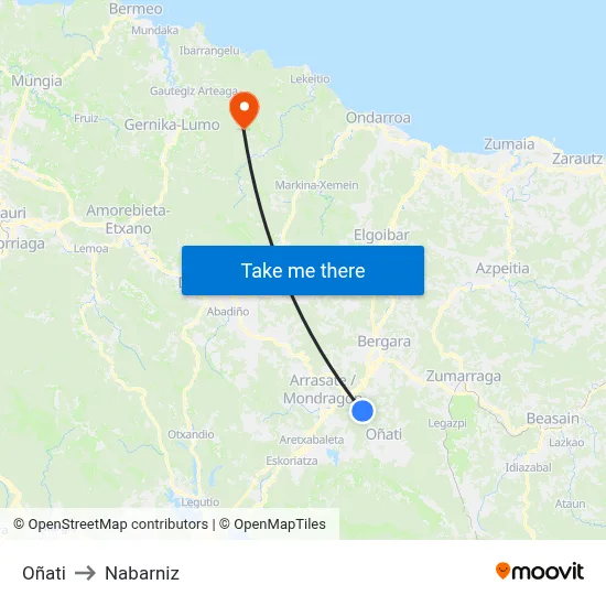 Oñati to Nabarniz map