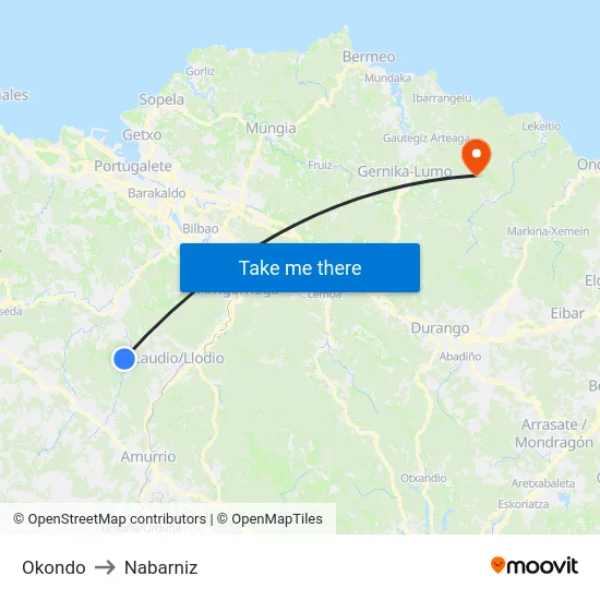 Okondo to Nabarniz map