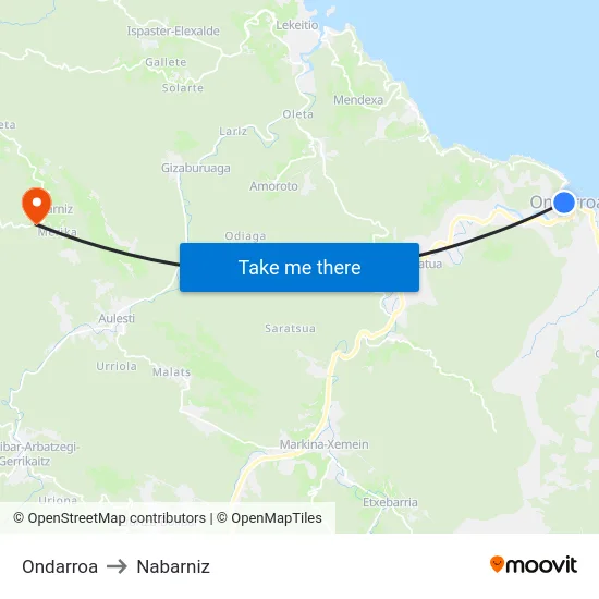 Ondarroa to Nabarniz map