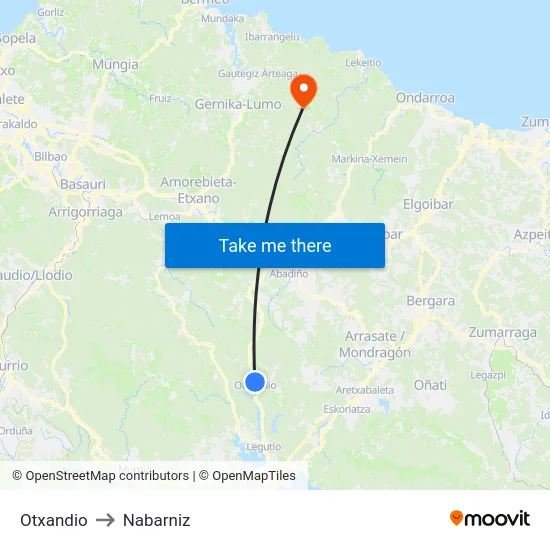Otxandio to Nabarniz map