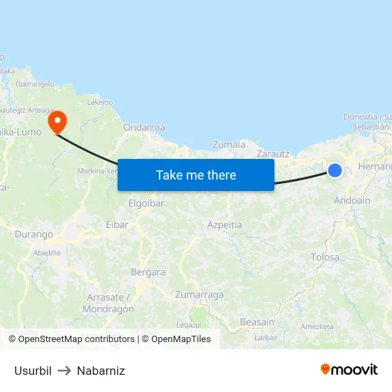 Usurbil to Nabarniz map