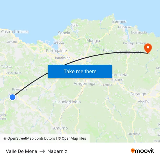 Valle De Mena to Nabarniz map