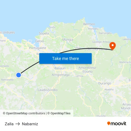 Zalla to Nabarniz map