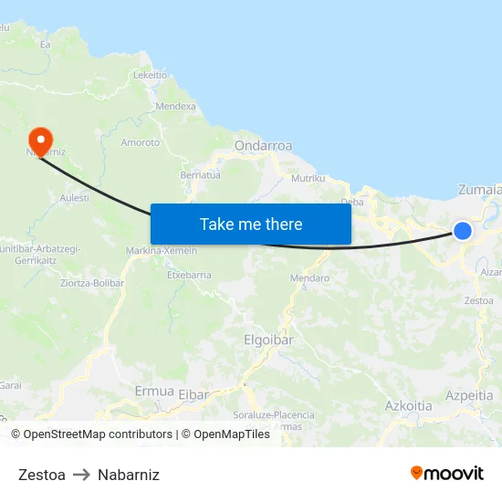 Zestoa to Nabarniz map