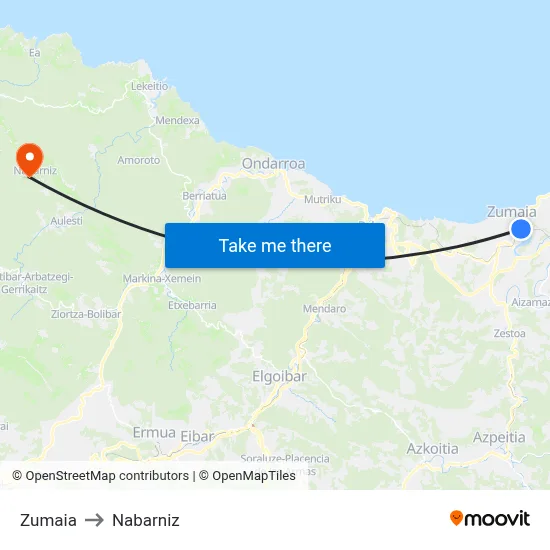 Zumaia to Nabarniz map