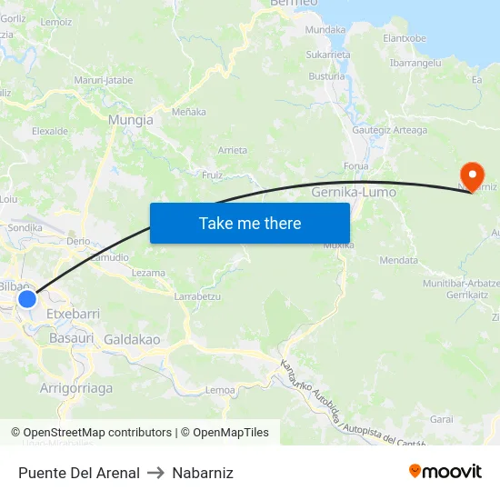 Puente Del Arenal to Nabarniz map
