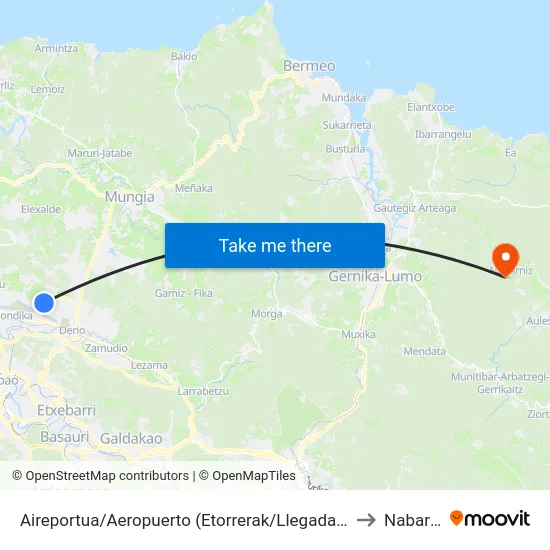 Aireportua/Aeropuerto (Etorrerak/Llegadas) (1003) to Nabarniz map