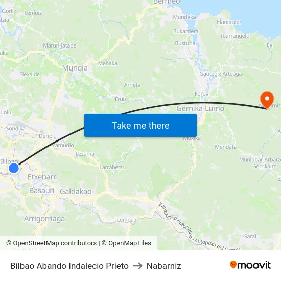 Bilbao Abando Indalecio Prieto to Nabarniz map