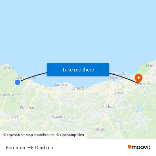 Berriatua to Oiartzun map
