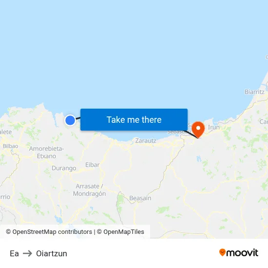 Ea to Oiartzun map