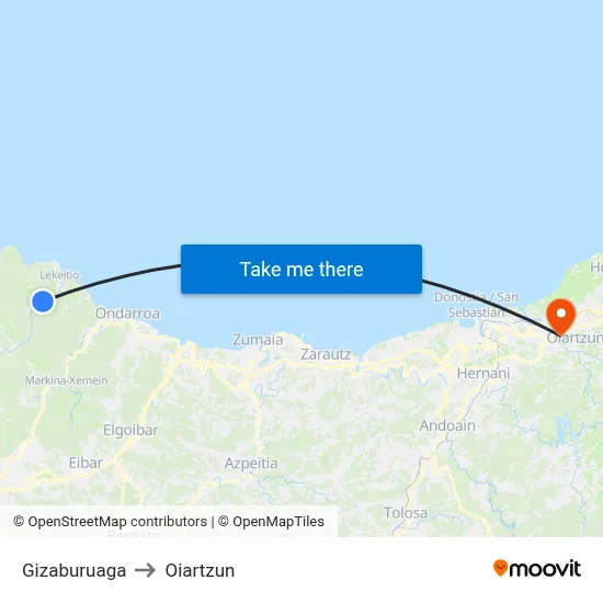 Gizaburuaga to Oiartzun map