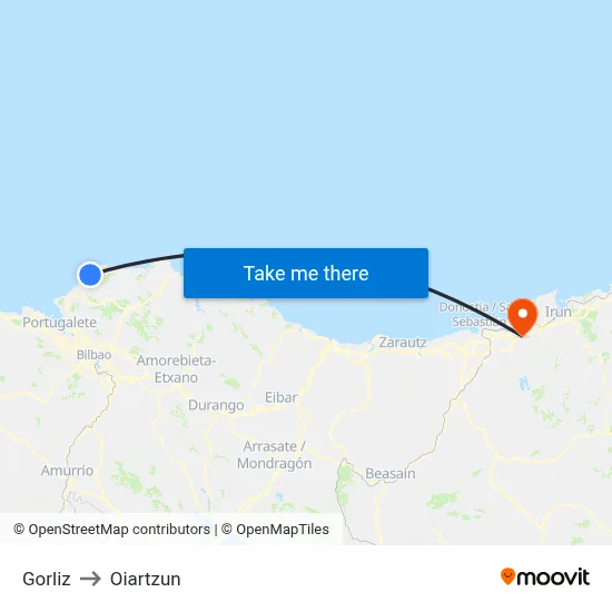 Gorliz to Oiartzun map