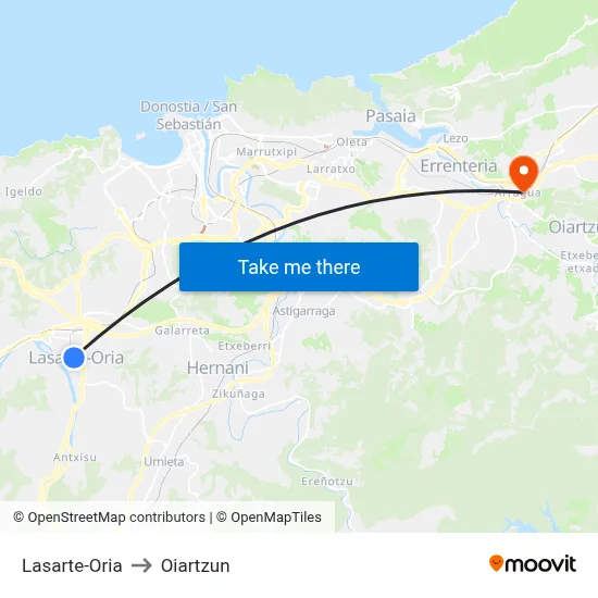 Lasarte-Oria to Oiartzun map